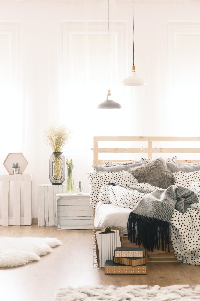 Bedroom with pallet furniture